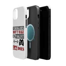 DistinctInk ToughCase for Apple iPhone, Compatible with MagSafe Charging - Video Games Don't Make Me Violent Lag Does