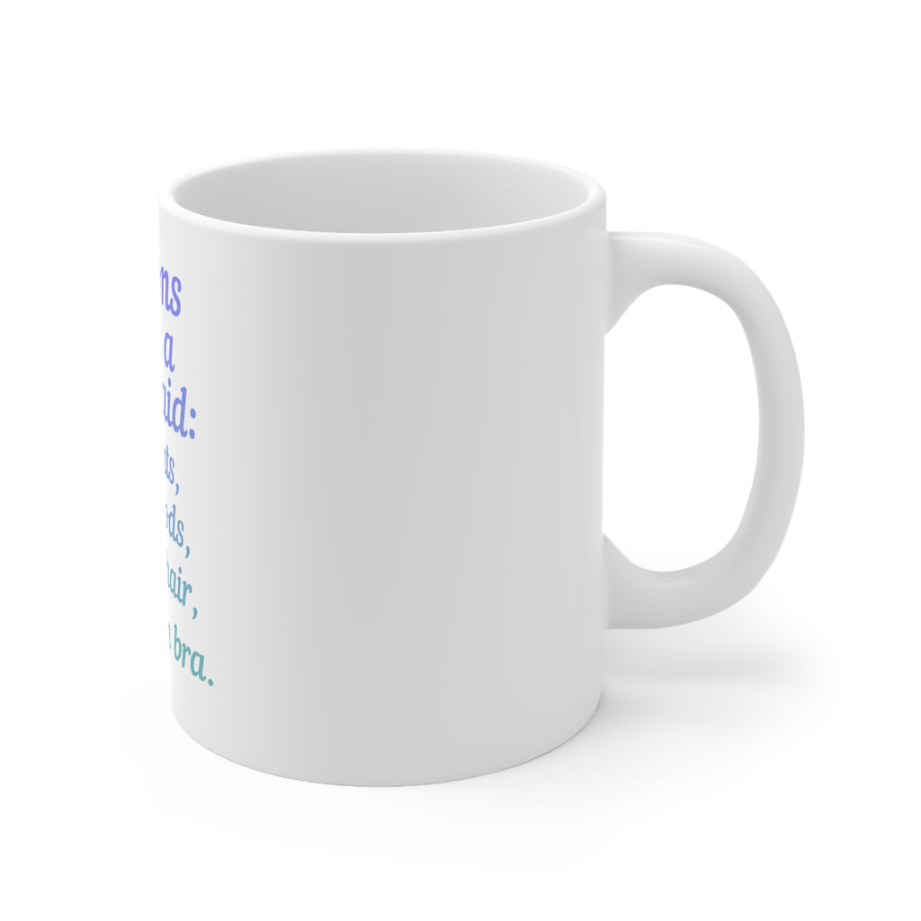 Glossy White Coffee / Tea Mug - Reasons to be a Mermaid No Pants No Periods, view 3