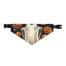 DistinctInk Adjustable Pet Banana Collar with Ghastly Skeletal Pumpkin Patch Design for Halloween