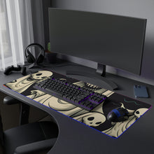 DistinctInk LED Gaming Mouse Pad with Spooky Skeleton Pumpkins Design for Halloween
