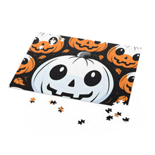 DistinctInk Jigsaw Puzzle with Ghost Skeleton Cartoon Pumpkin Design for Halloween