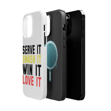 DistinctInk ToughCase for Apple iPhone, Compatible with MagSafe Charging - Serve It Smash It Win It Love It Tennis