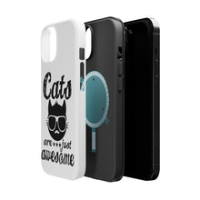 DistinctInk ToughCase for Apple iPhone, Compatible with MagSafe Charging - Cats Are Just Awesome