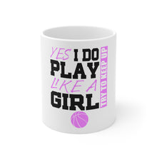 DistinctInk Glossy White Coffee / Tea Mug - Volleyball Yes I Do Play Like a Girl