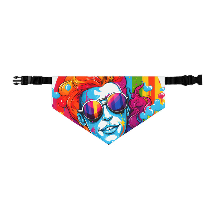 DistinctInk Adjustable Pet Banana Collar with Leading with Courage and Grace Design for LGBTQ+ Pride