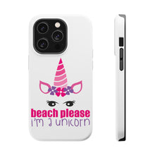 DistinctInk ToughCase for Apple iPhone, Compatible with MagSafe Charging - Beach Please I'm a Unicorn