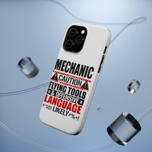 DistinctInk ToughCase for Apple iPhone, Compatible with MagSafe Charging - Mechanic Flying Tools & Offensive Language