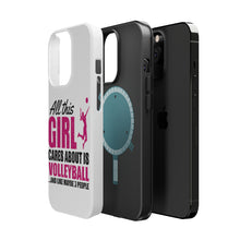 DistinctInk ToughCase for Apple iPhone, Compatible with MagSafe Charging - All This Girl Cares About is Volleyball