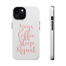 DistinctInk ToughCase for Apple iPhone, Compatible with MagSafe Charging - Yoga Coffee Sleep Repeat