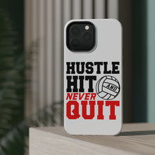 DistinctInk ToughCase for Apple iPhone, Compatible with MagSafe Charging - Hustle Hit Never Quit Volleyball