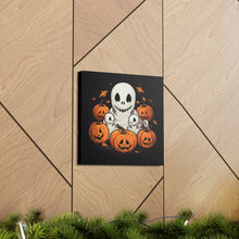 DistinctInk Canvas Wall Art with Ghost Skeleton Pumpkin Pattern for Halloween
