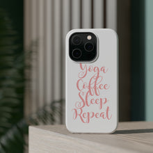 DistinctInk ToughCase for Apple iPhone, Compatible with MagSafe Charging - Yoga Coffee Sleep Repeat