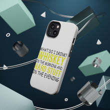 DistinctInk ToughCase for Apple iPhone, Compatible with MagSafe Charging - Whiskey in the Morning, Hard Stuff Evening
