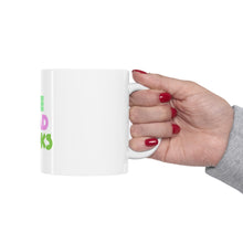 DistinctInk Glossy White Coffee / Tea Mug - I've Read Books - Pink Green