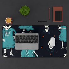 DistinctInk Desk Mat with Haunted Skeleton Crew Design for Halloween