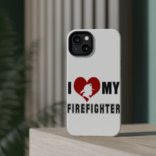 DistinctInk ToughCase for Apple iPhone, Compatible with MagSafe Charging - I Heart My Firefighter