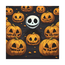 DistinctInk Canvas Wall Art with Ghastly Skeleton Pumpkins for Halloween