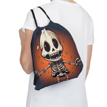 DistinctInk Drawstring Bag / Backpack with Skelly's Halloween Bash Design for Halloween