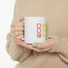 DistinctInk Glossy White Coffee / Tea Mug - Single Taken Busy Playing Baseball