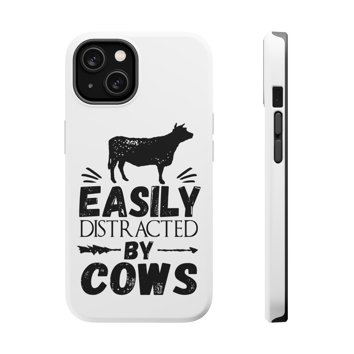 DistinctInk ToughCase for Apple iPhone, Compatible with MagSafe Charging - Easily Distracted By Cows