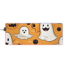 DistinctInk LED Gaming Mouse Pad with Ghoulish Bats and Pumpkins Design for Halloween