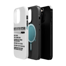 DistinctInk ToughCase for Apple iPhone, Compatible with MagSafe Charging - Rules of the Kitchen - Chef Is Right