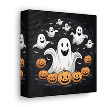 DistinctInk Canvas Wall Art with Skeletal Ghostly Pumpkin Patch for Halloween