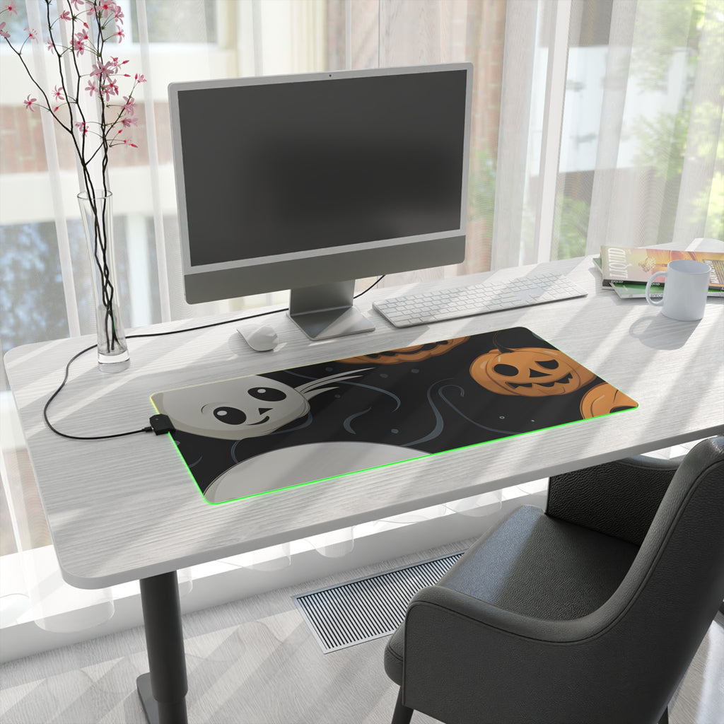 LED Gaming Mouse Pad with Ghost Skeleton Pumpkin Pattern Design for Halloween, view 16
