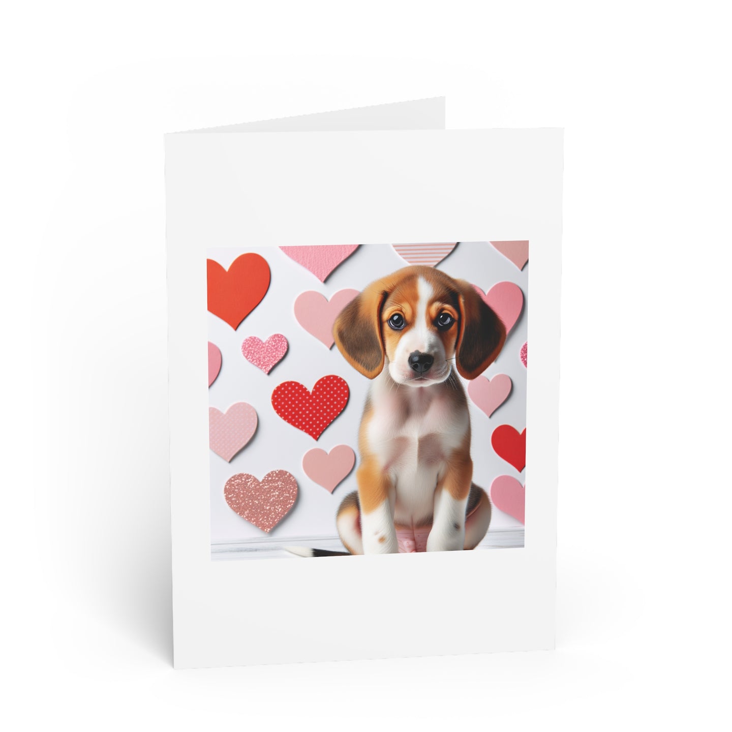 DistinctInk Greeting Card / Note Card - Valentine's Day American Foxhound Puppy