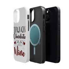 DistinctInk ToughCase for Apple iPhone, Compatible with MagSafe Charging - I Run on Chocolate and Wine