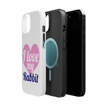 DistinctInk ToughCase for Apple iPhone, Compatible with MagSafe Charging - I Love My Rabbit