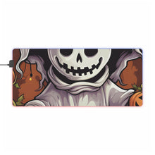 DistinctInk LED Gaming Mouse Pad with Trick or Treat Ghost-O-Lantern Design for Halloween