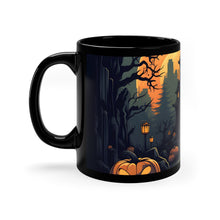 DistinctInk Black Coffee Mug - Spooky Trick or Treating for Halloween