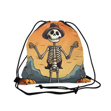 DistinctInk Drawstring Bag / Backpack with Skelefun Halloween Design for Halloween