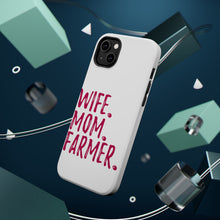 DistinctInk ToughCase for Apple iPhone, Compatible with MagSafe Charging - Wife. Mom. Farmer.