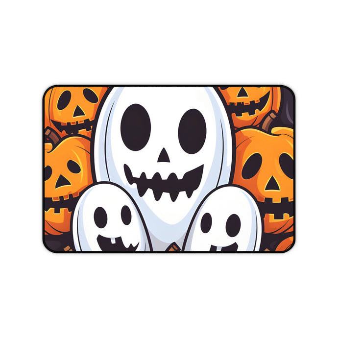 DistinctInk Desk Mat with Skele-Pumpkin Ghost Pattern Design for Halloween