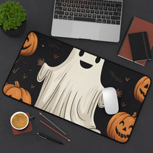 DistinctInk Desk Mat with Ghastly Skeleton Pumpkin Design for Halloween