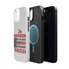 DistinctInk ToughCase for Apple iPhone, Compatible with MagSafe Charging - Firefights Have Longest Hoses and Biggest Nozzles