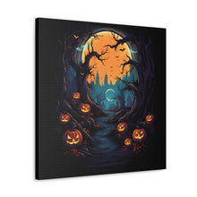 DistinctInk Canvas Wall Art with Haunted Evening Nightmare for Halloween
