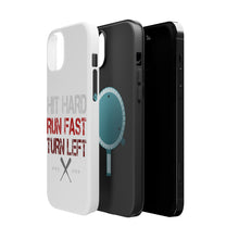 DistinctInk ToughCase for Apple iPhone, Compatible with MagSafe Charging - Hit Hard Run Fast Turn Left Baseball