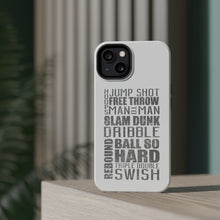 DistinctInk ToughCase for Apple iPhone, Compatible with MagSafe Charging - Basketball Word Art Jump Shot Free Throw