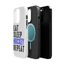 DistinctInk ToughCase for Apple iPhone, Compatible with MagSafe Charging - Eat Sleep Hockey Repeat