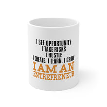DistinctInk Glossy White Coffee / Tea Mug - Entrepreneur Opportunity Risks Hustle