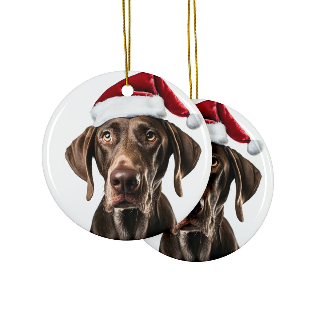 Hanging Ceramic Christmas Tree Ornament with Gold String - Plott Hound Design, view 2