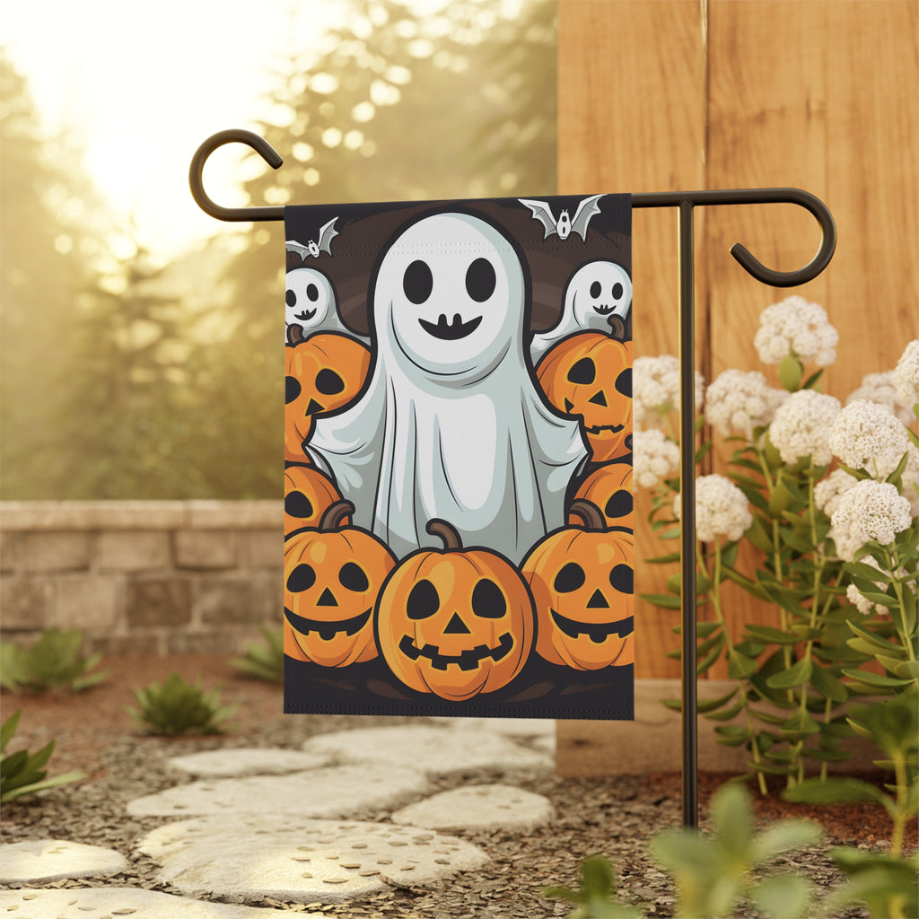 Garden & House Banner / Flag with "Spooky Skeleton Pumpkins" Design for Halloween, view 5