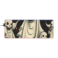 DistinctInk LED Gaming Mouse Pad with Spooky Skeleton Pumpkins Design for Halloween