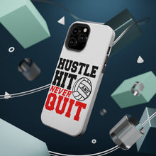 DistinctInk ToughCase for Apple iPhone, Compatible with MagSafe Charging - Hustle Hit Never Quit Volleyball