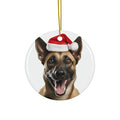 Hanging Ceramic Christmas Tree Ornament with Gold String - Belgian Malinoi Design