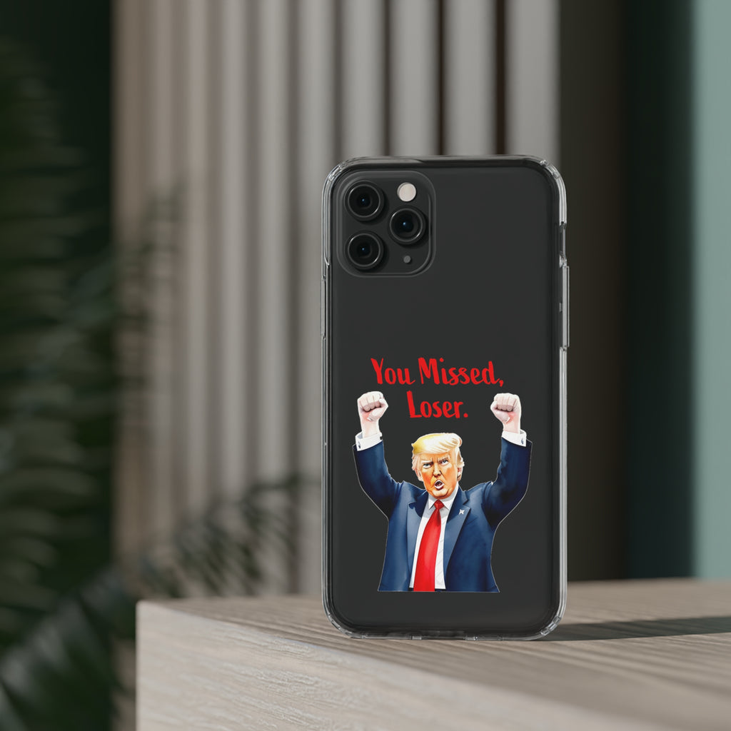 Clear Case for Apple iPhone or Samsung Galaxy - Trump "You Missed, Loser" Cartoon Design, view 48