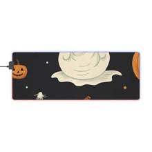 DistinctInk LED Gaming Mouse Pad with Spooky Skeleton Pumpkin Patch Design for Halloween
